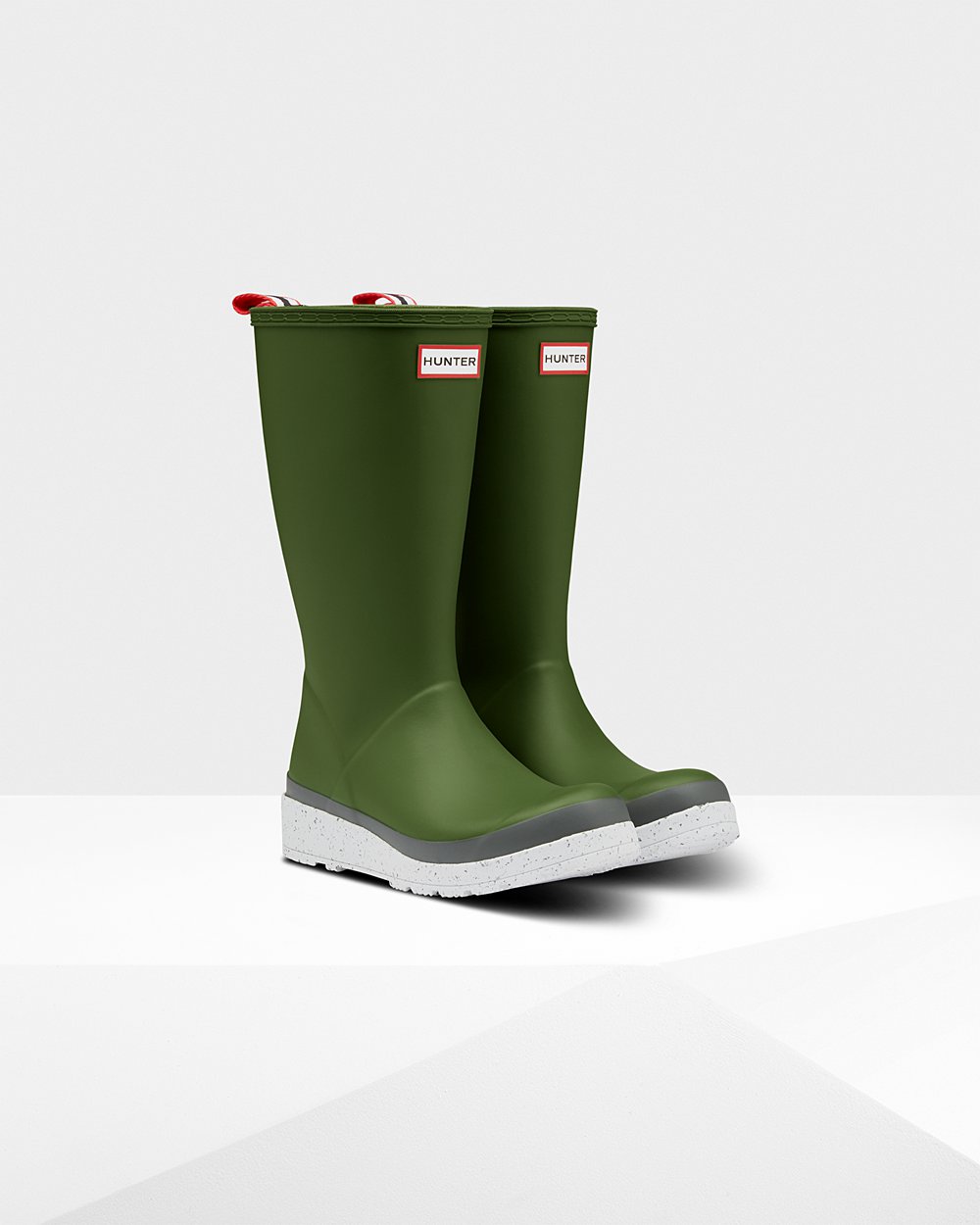Womens Play Boots - Hunter Original Tall Speckle Rain (30NBAYMCS) - Green/White